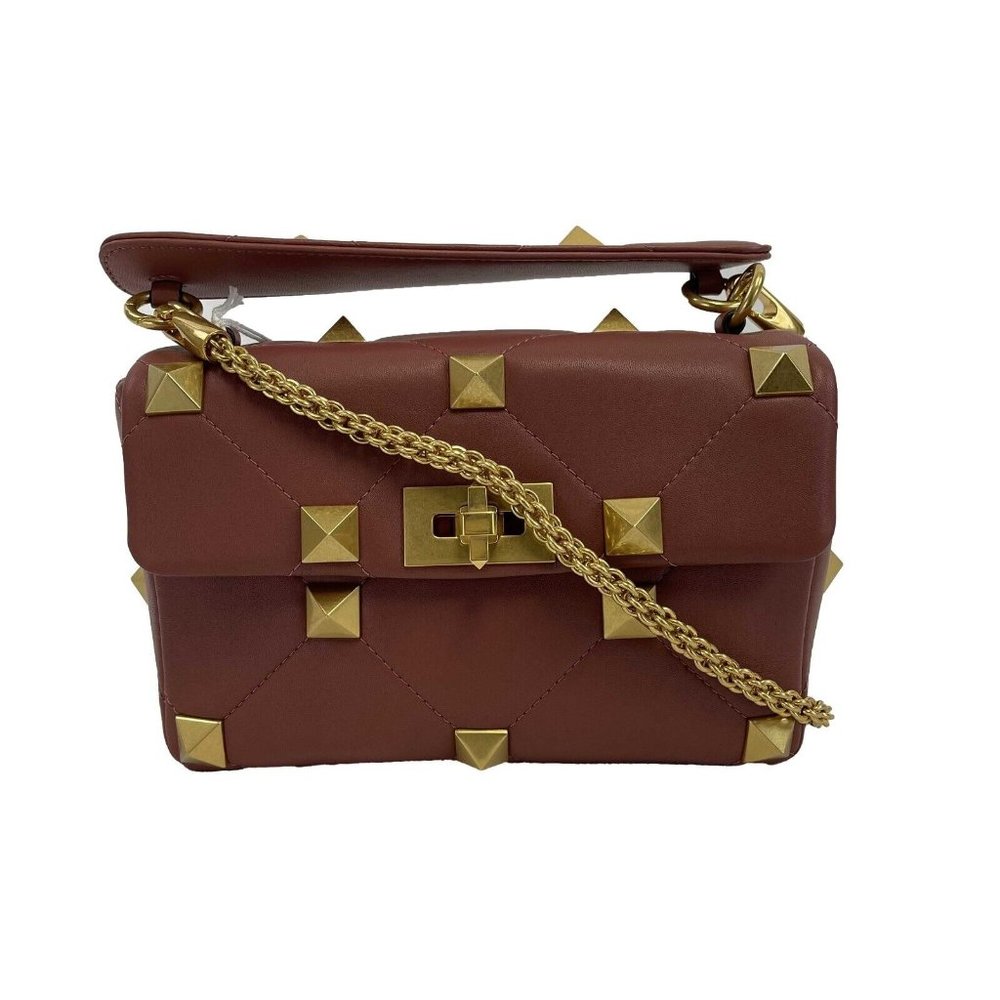 Valentino Garavani Roman Stud Medium Quilted - Ginger - Top Handle Shoulder Bag